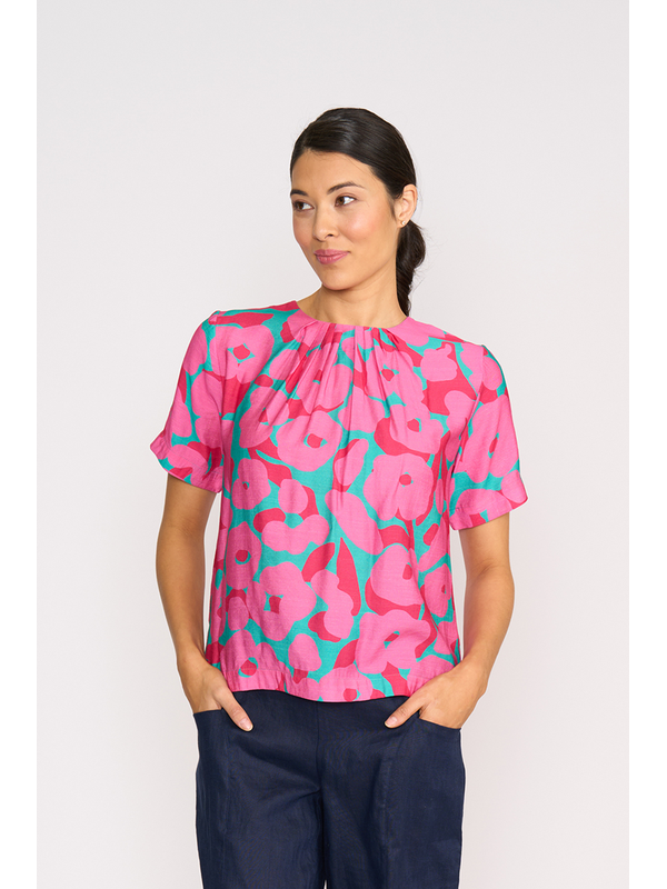 Foil Pleat Neck Top