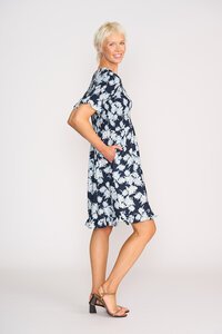 Foil Shirred Body & Sleeve Dress