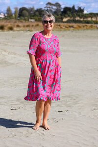 Foil Shirred Body & Sleeve Dress