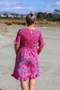 Foil Shirred Body & Sleeve Dress
