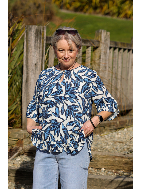 Foil Ruffle Sleeve Top