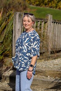 Foil Ruffle Sleeve Top