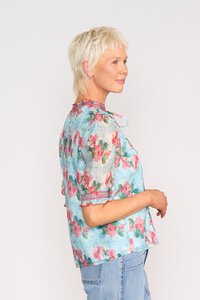 Memo Shirred Short Sleeve Blouse
