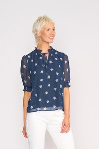 Memo Shirred Short Sleeve Blouse