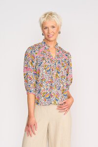 Foil Trim Insert Blouse