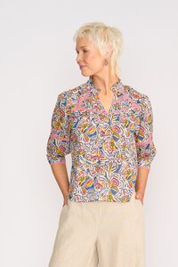 Foil Trim Insert Blouse