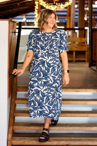 Foil Gathered Sleeve Dress