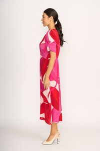 Foil Gathered Sleeve Dress