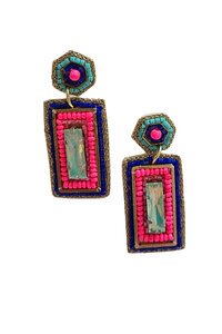 Zoda Beaded Statement Rectangle Earring