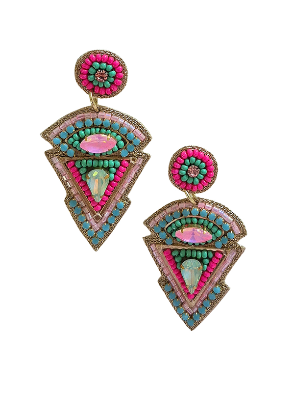 Zoda Beaded Statement Pink Earring