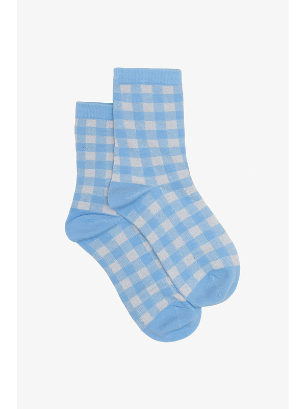 Antler Blue & Silver Gingham Socks
