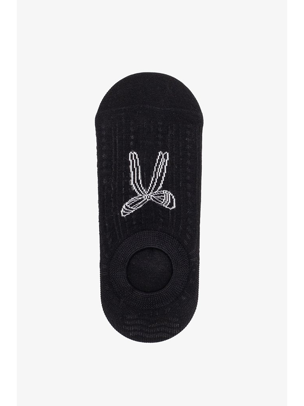 Antler Black With White Bow No Show Socks