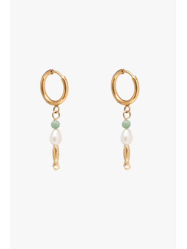 Antler Pearl Fish Earring