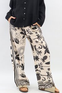Worthier Noir Fleur Linen Blend Pants