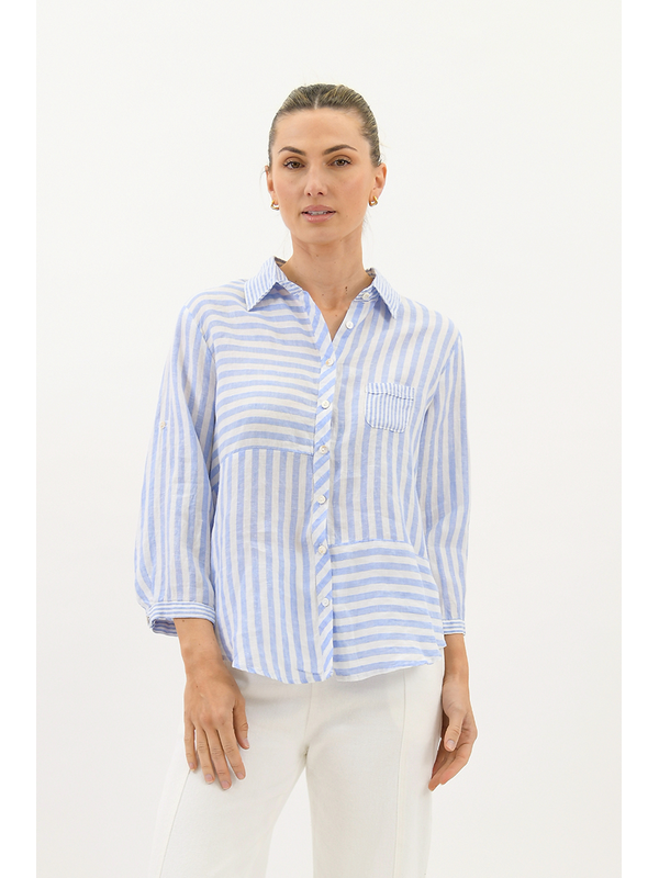 Worthier Linen Stripe Collar Shirt