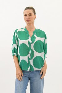 Worthier Coco Polka Dot Sheer Linen Blouse