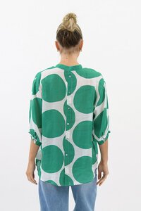 Worthier Coco Polka Dot Sheer Linen Blouse