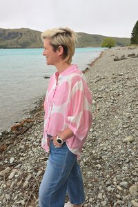 Worthier Coco Polka Dot Sheer Linen Blouse