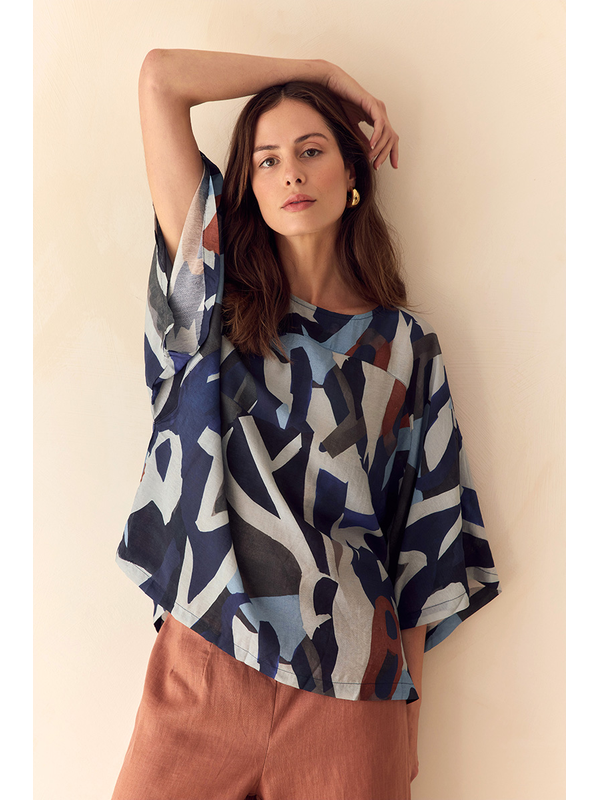 Tirelli Wide Sleeve Print Top - Pre Order