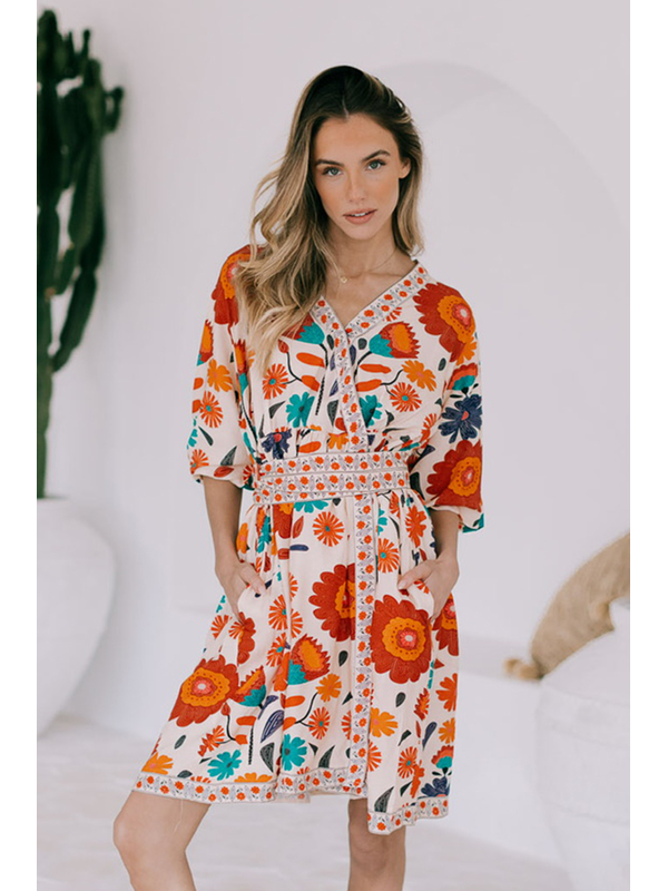 Joop & Gypsy Emelie Floral Wrap Knee Dress