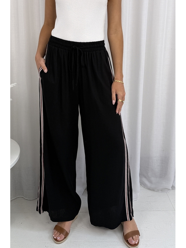 Grace & Co Wide Leg Double Stripe Pants