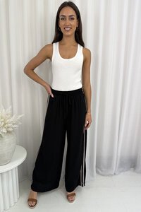 Grace & Co Wide Leg Double Stripe Pants