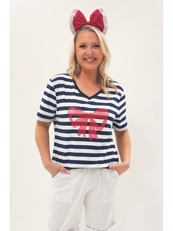 Threadz Red Bow Stripe Tee