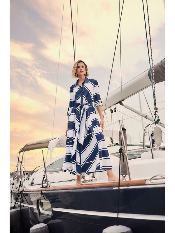 Joseph Ribkoff Stripe Shirt Dress w Sash