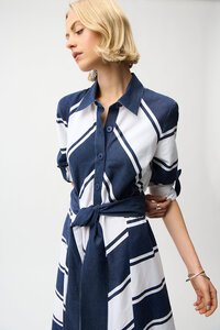 Joseph Ribkoff Stripe Shirt Dress w Sash