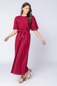 Leila + Luca Merlot Linen Sparkling Dress