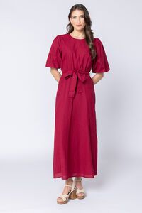 Leila + Luca Merlot Linen Sparkling Dress