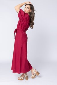 Leila + Luca Merlot Linen Sparkling Dress
