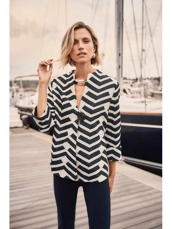 Joseph Ribkoff Geometric Jacquard Trapeze Jacket