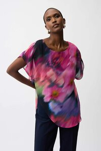 Joseph Ribkoff Floral Asymmetrical Top