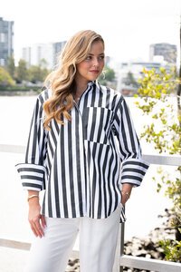 Fria The Label Stripe Wide Cuffs Shirt