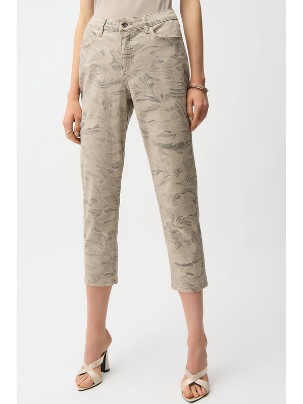 Joseph Ribkoff Metallic Abstract Print Crop Jeans
