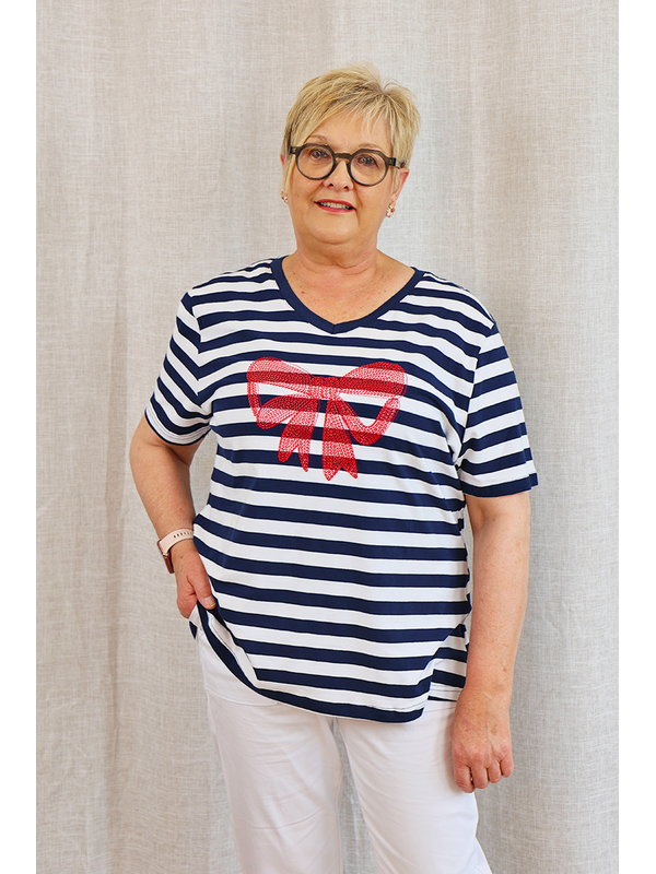 Threadz Red Bow Stripe Tee