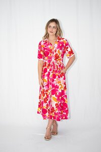 Fria The Label Floral Lace Trim Midi Dress