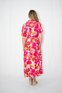 Fria The Label Floral Lace Trim Midi Dress