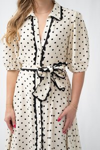 Fria The Label Polka Dot Godet Midi Dress