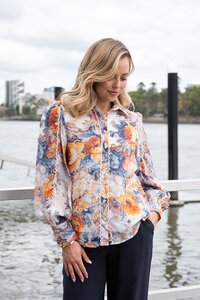 Fria The Label Vintage Rose Lace Trim Blouse