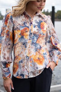 Fria The Label Vintage Rose Lace Trim Blouse