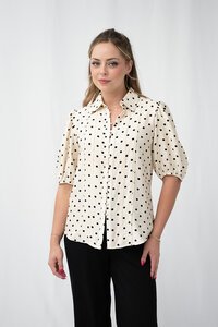 Fria The Label Polka Dot Lace Trim Blouse