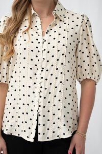 Fria The Label Polka Dot Lace Trim Blouse