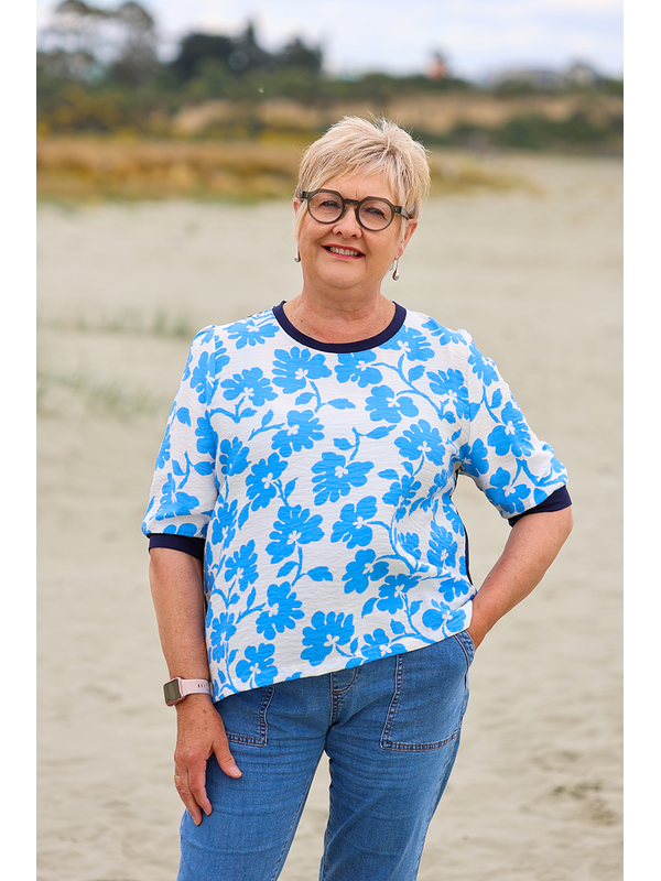 Memo Elbow Sleeve Contrast Top