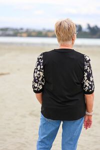 Memo Elbow Sleeve Contrast Top