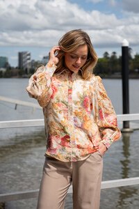 Fria The Label Vintage Rose Lace Trim Blouse