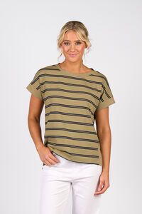 Vassalli Stepped Hem Stripe Top