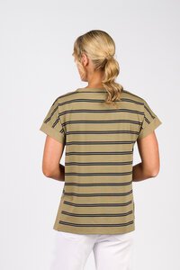 Vassalli Stepped Hem Stripe Top