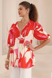 Iris Maxi Stylised Hibiscus Top